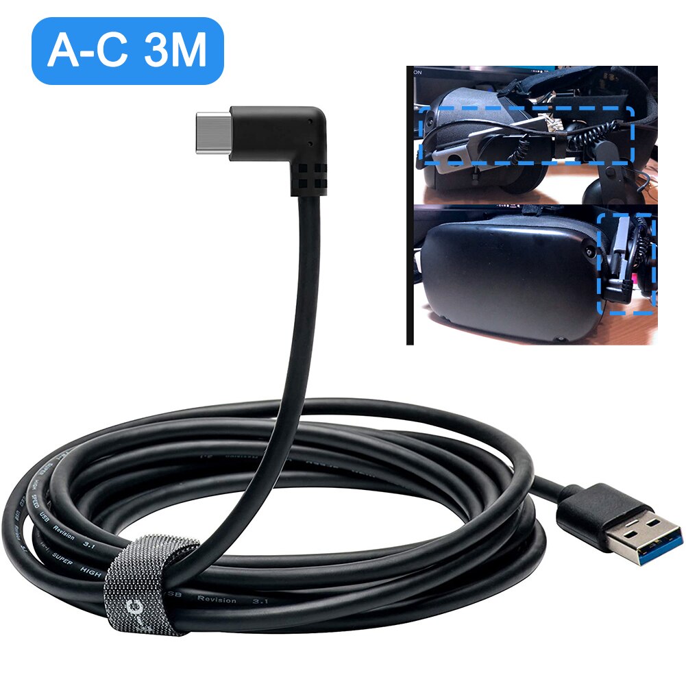 Cable de datos tipo C USB 3,1 de alta velocidad de 5M/3M para Oculus Quest Link VR, Cable de enlace de extensión, USB-A de carga rápida a tipo-c