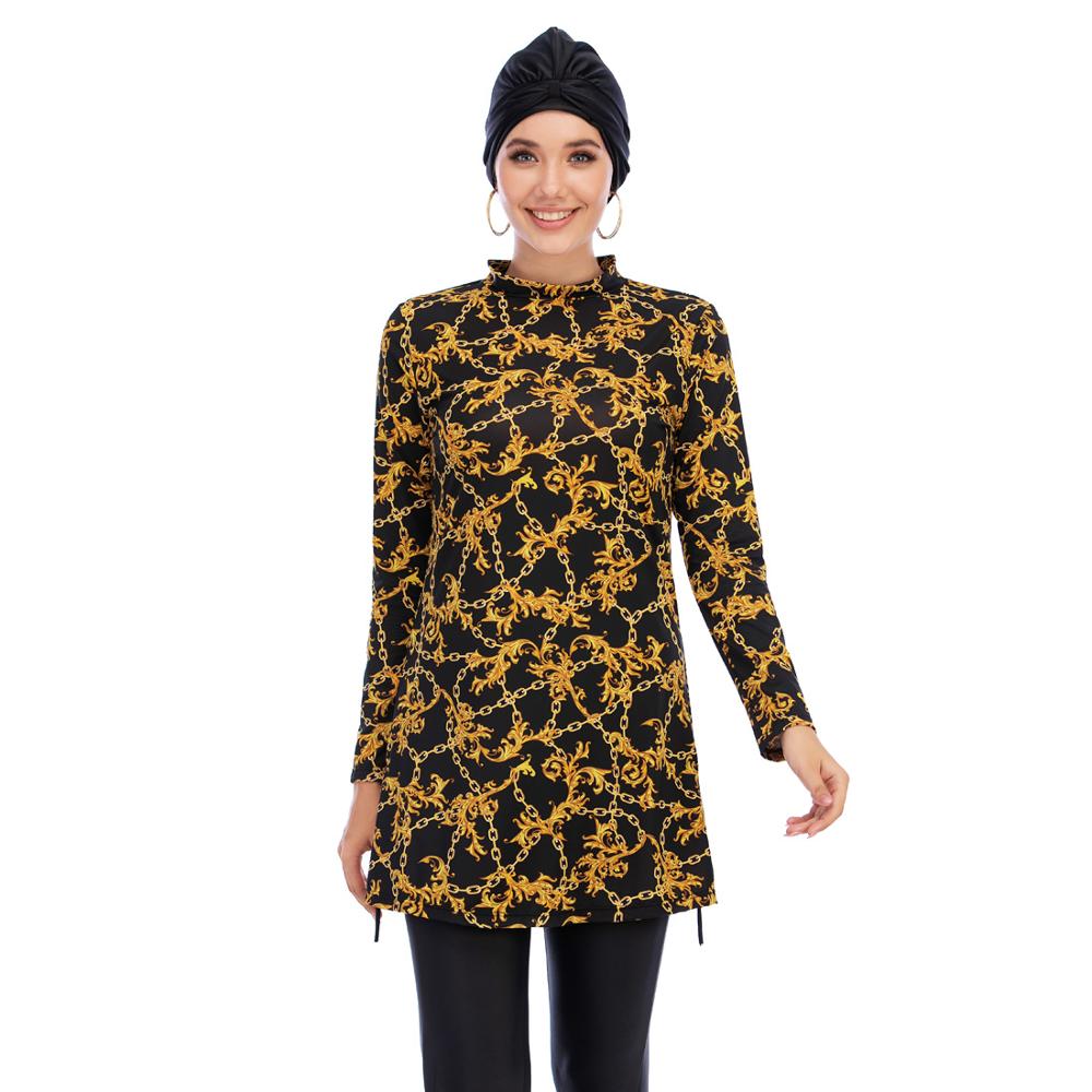 SUYUKU Islamitisch 3-delig badpak voor dames, Moslim badmode, hijab outfit, islamitisch badpak met lange mouwen, zwemmen, burkini kostuum, UV-bescherming, badmode outfit, S - 6XL, H-rood, L