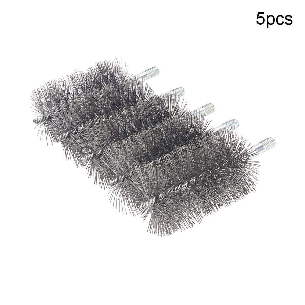 2pcs/5pcs 12mm Thread Wire Brush Metal Handle 18~80mm Brush Working Diameter Steel Wire Pipe Tube Cleaning Chimney Brush Kit: 70mm x5pcs