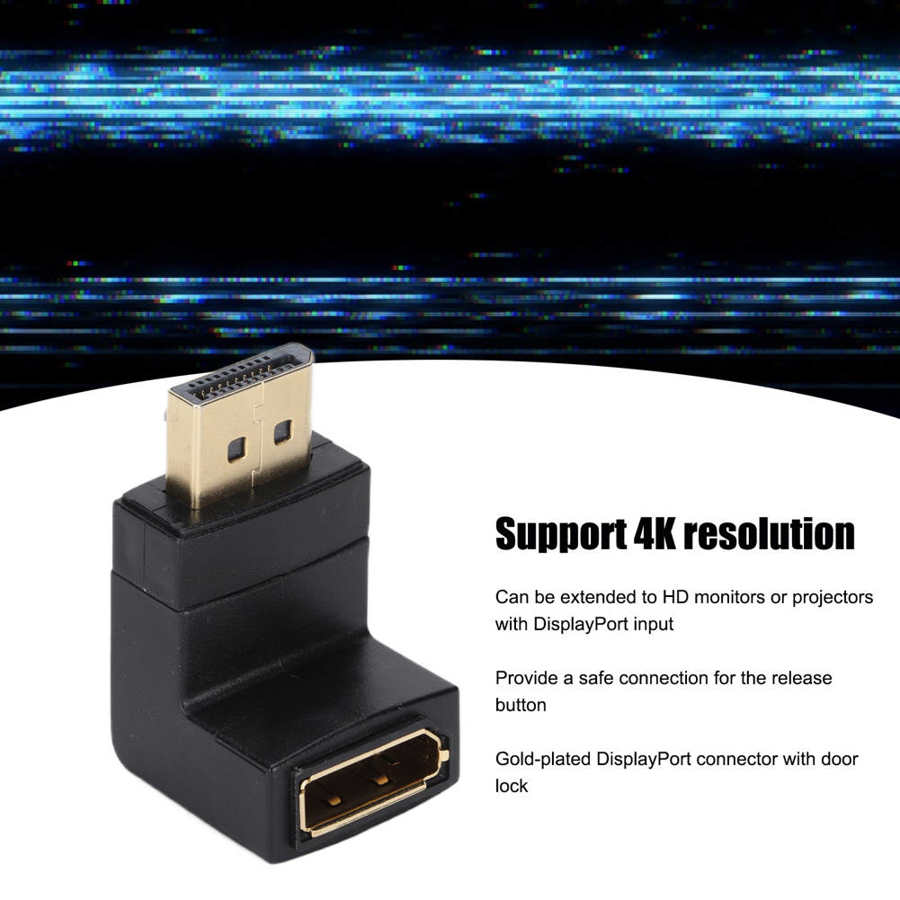 90 Degree 4K Displayport 1.4 Converter Right Angled DP Adapter UP Down for HD Display Projector