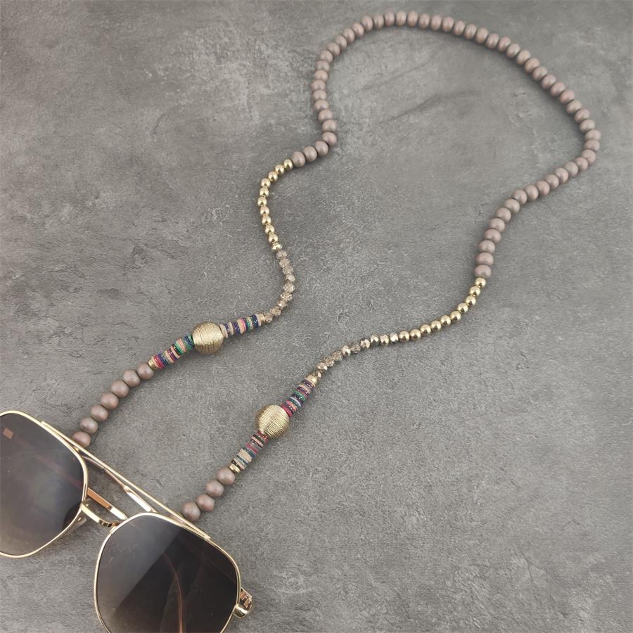 Chaînes de lunettes en perles de bois Boho, avec boule argentée, lunettes de soleil en métal, lunettes de lecture, porte-cordon, sangle de cou