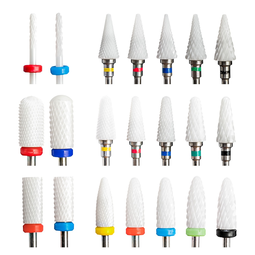 Juego de brocas de cerámica para uñas, Kit de taladro eléctrico de manicura para fresadora, limas de uñas, accesorios de equipo de arte de uñas, 5 uds.