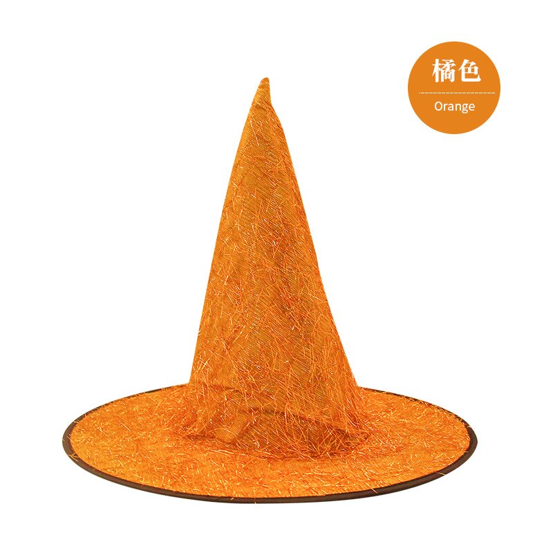 Sombrero de bruja de pelo largo dorado, accesorios decorativos para Halloween,: 9orange
