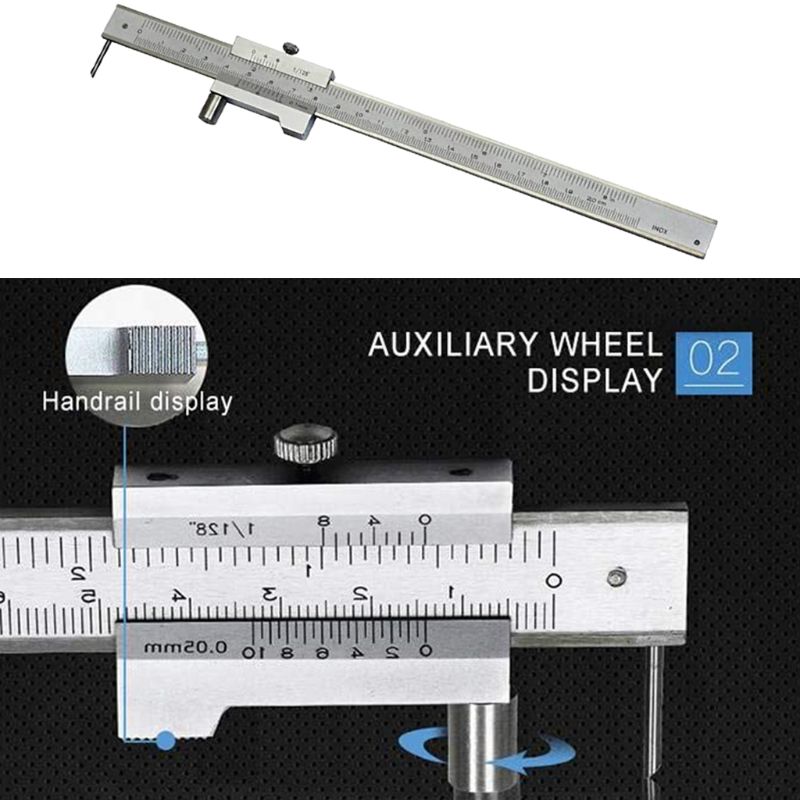 Calibrador Vernier de 0-200mm con trazador de carburo, marcador paralelo de aguja R9UC