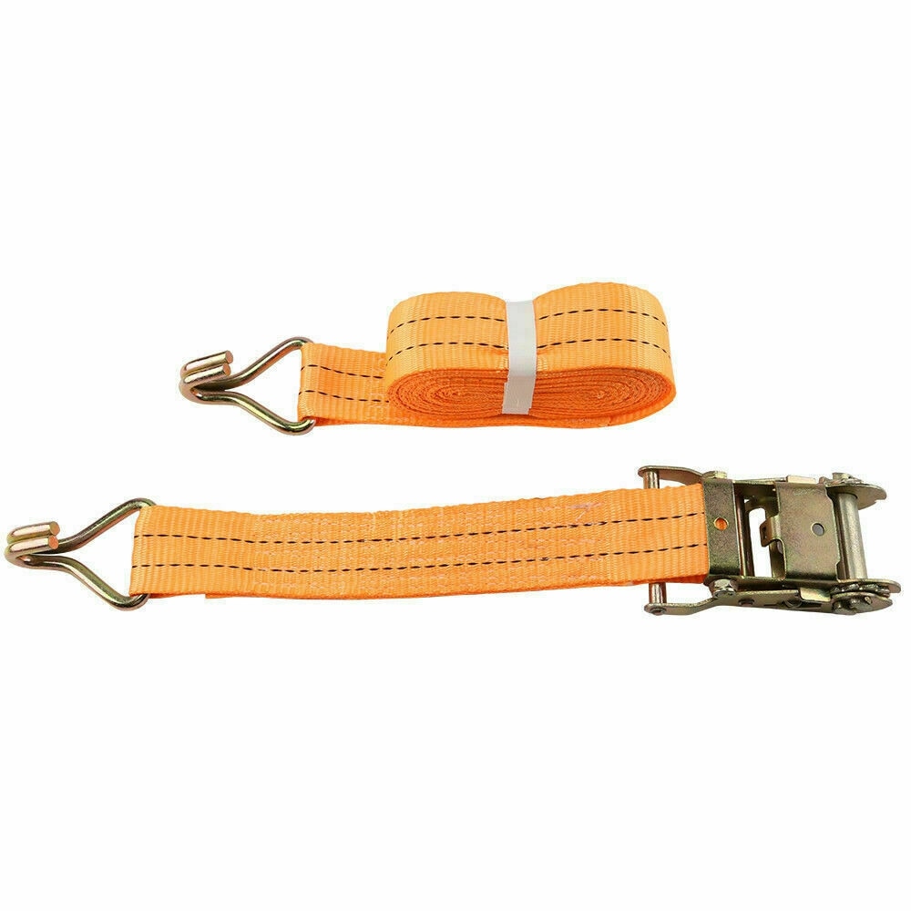 2pcs Ratchet Straps Tie Down Heavy Duty Lorry Lashing Straps For Car Motorcycle Bike With Metal Tow Rope Strong Ratchet Belt