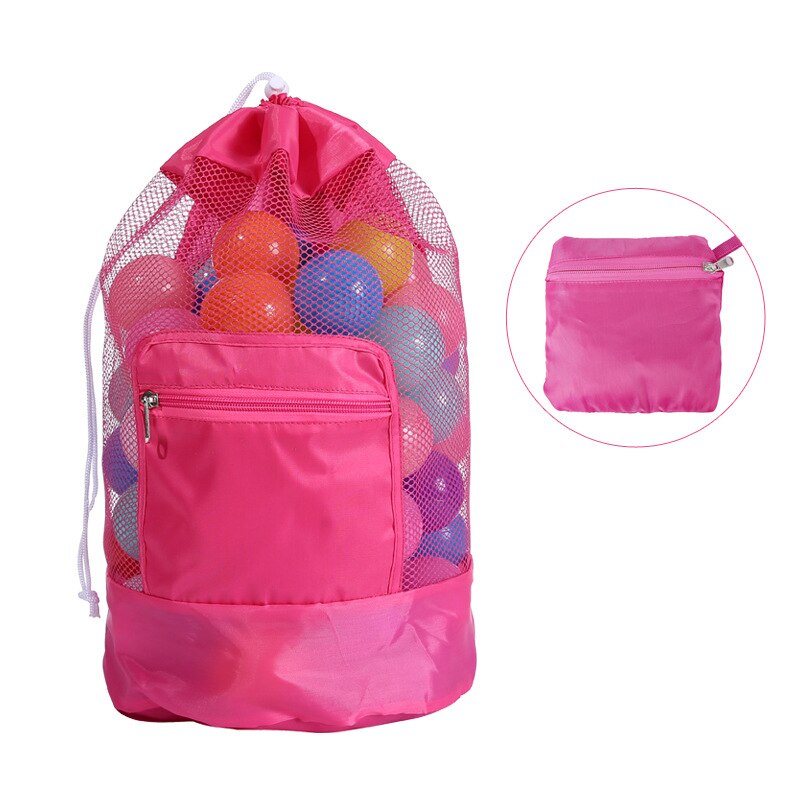 Borsa da spiaggia per bambini portatile per bambini borsa da spiaggia per bambini giocattoli da spiaggia per bambini borse a rete per stoccaggio zaino pieghevole per bambini: Red