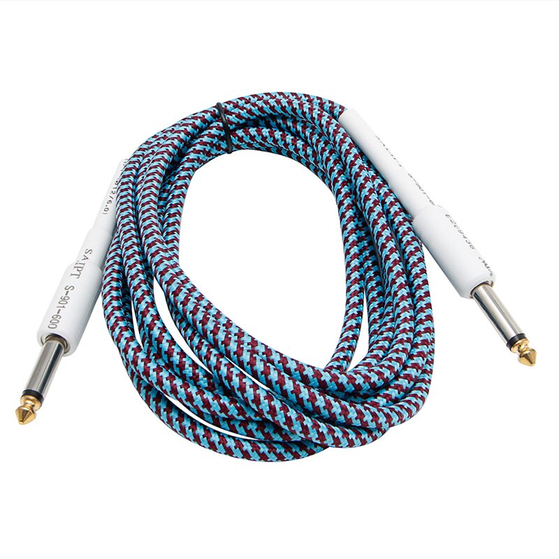 10ft gitaar bas 6.35mm 1/4 "mono mannelijk naar audiokabel gevlochten draad cord