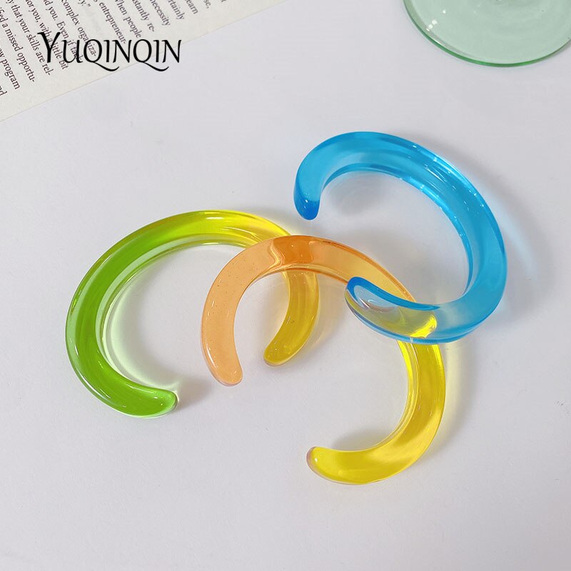 Braccialetti con ciondoli trasparenti colorati Desinger per donna braccialetti aperti indiani in resina di grandi dimensioni per gioielli di moda in acrilico per ragazza
