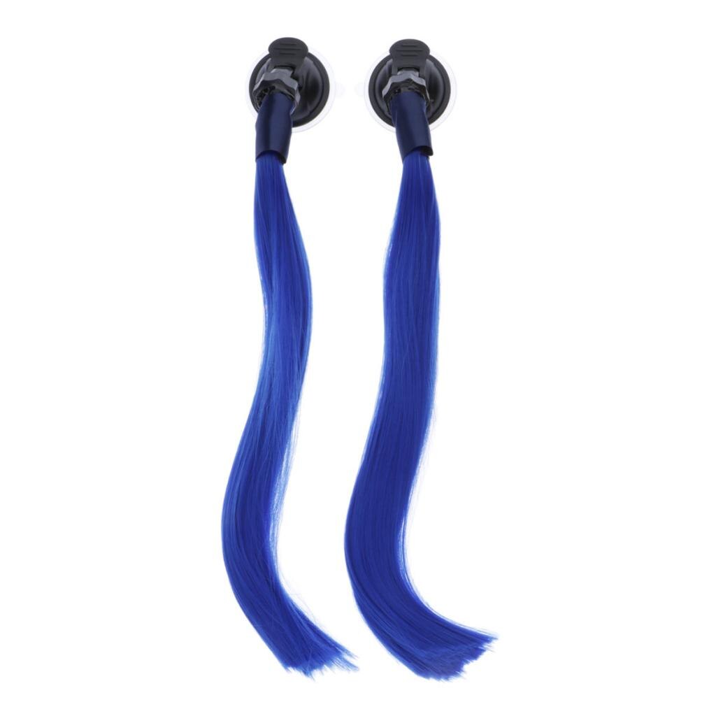 Casco de motocicleta DIY, peluca de pelo, cola de caballo, pelo liso con ventosa para Cosplay, paquete de cabello de 40cm: Blue