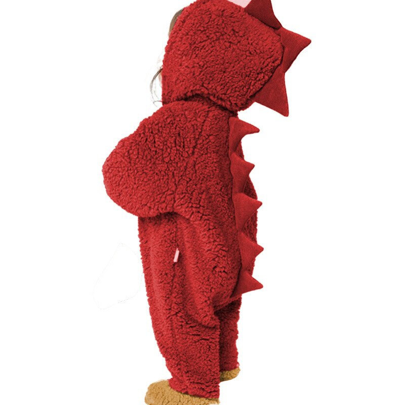 Baby Jongen Fleece Dinosaurus Romper Peuter Fluwelen Hooded Pyjama Kinderen Anime Dress Up Homewear Winter Kids Een Stuk Nachtkleding