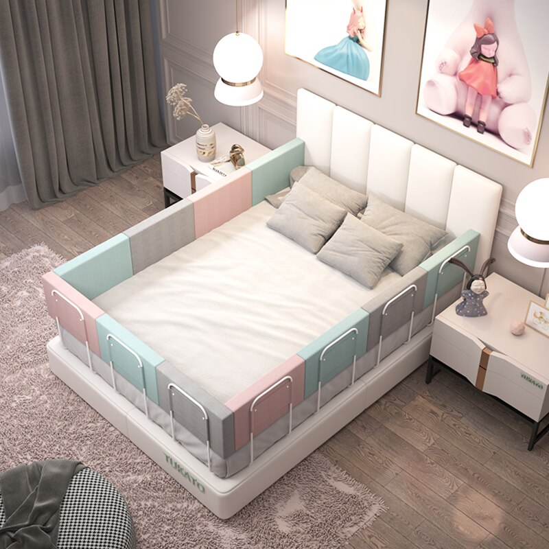 28cm Height Baby Bed Rail Guard Height Adjustable Anti-collision Guardrail Children's Bed Fence Bed General Soft Gate Crib Rail