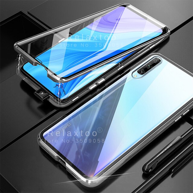 Magnetic Case For Huawei Y9s Case Clear Double-Sided Tempered Glass Hard Bumper Back Cover For Huawei Y9s Y 9s Shockproof Coque: Sliver