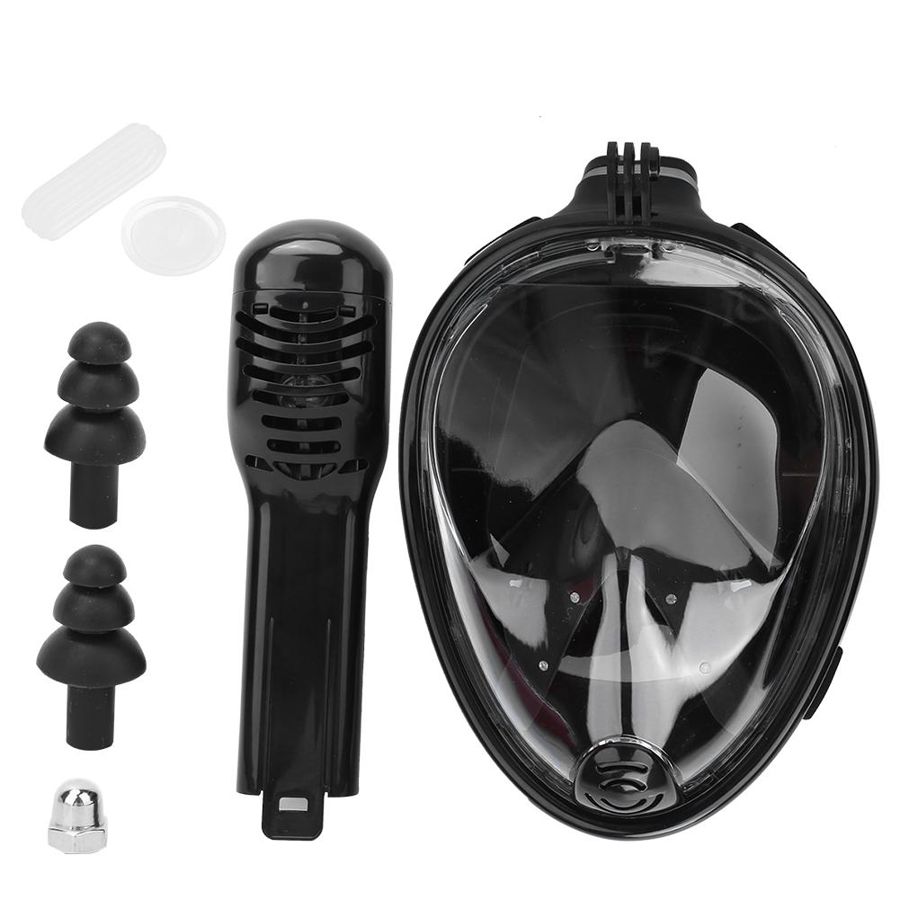 Volwassen Kind Duikbril Onderwater Scuba Anti Fog Volledige Gezicht Duikbril Snorkelen Met Anti-Slip Ring Snorkel Bril voor Gopro: Black S M