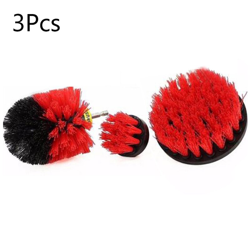 1/3Pcs Set Drill Power Scrub Clean Brush Electric Drill Brush Kit With Extension For Grout, Tiles,Bathroom, Kitchen & Auto: 3PCS 2-4inch red