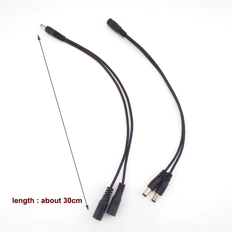 2 way DC Power adapter Cable 5.5mmx2.1mm 1 male to 2 female 2 Male Splitter connector Plug extension for CCTV LED strip light