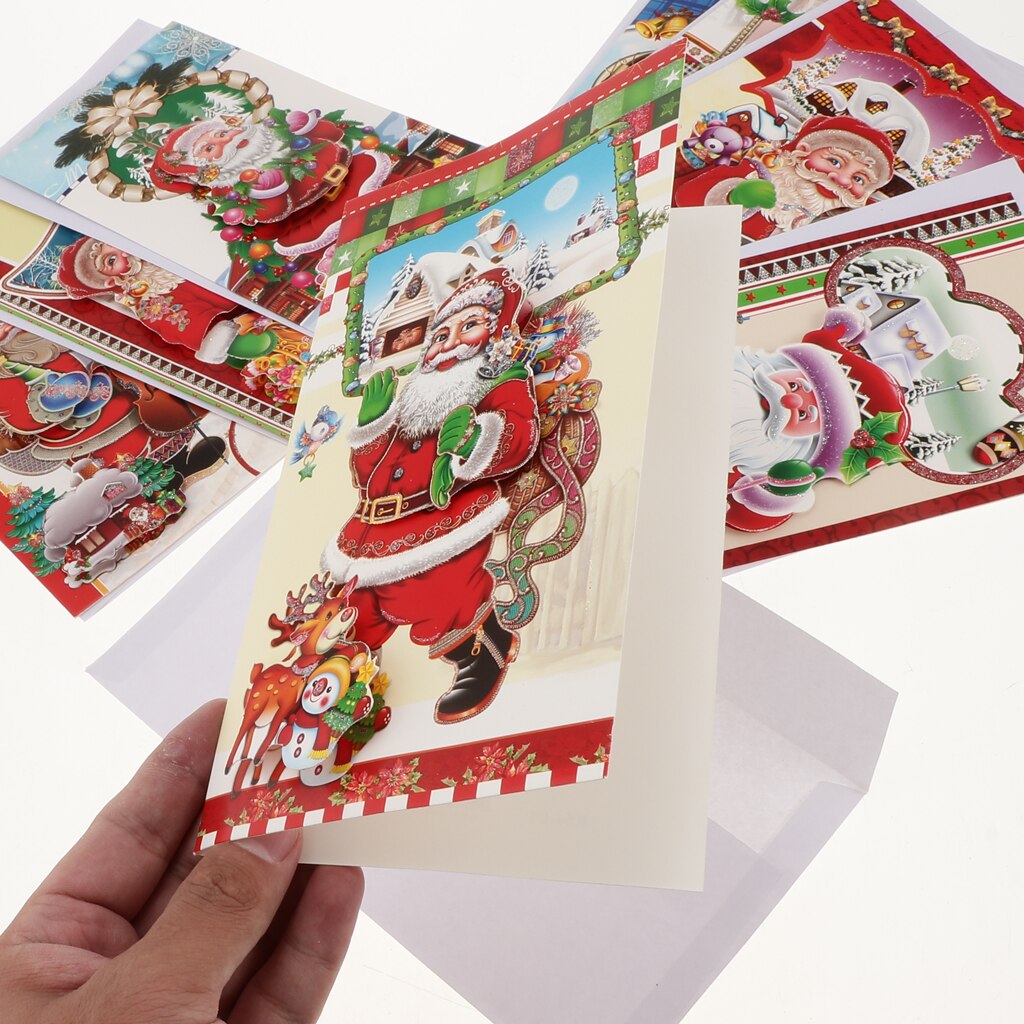 8 st / set god jul gratulationskort bulk box set xmas card kuvert