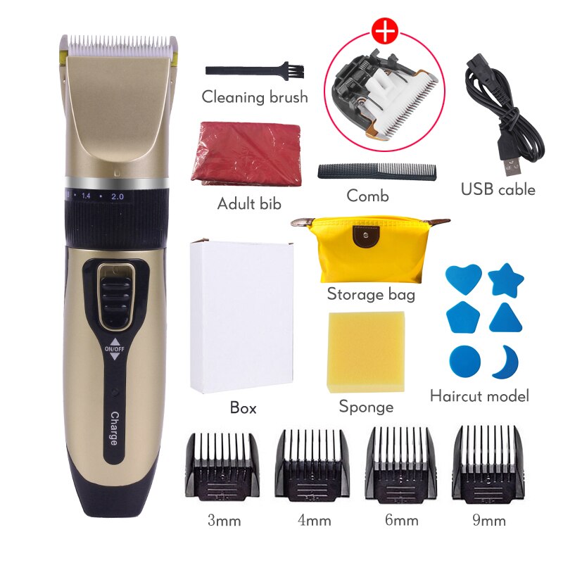 Cortadora de pelo de carga rápida para hombres, recortadora eléctrica de torneado fino, herramientas profesionales de barbería 2 horas con máquina de corte de pelo 40D: hair clipper-blade