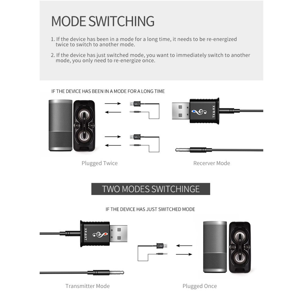USB Bluetooth 5.0 Adapter Empfänger Sender für PC Computer Rezeptor Laptop Kopfhörer Auto Audio Drucker Daten Dongle Empfänger