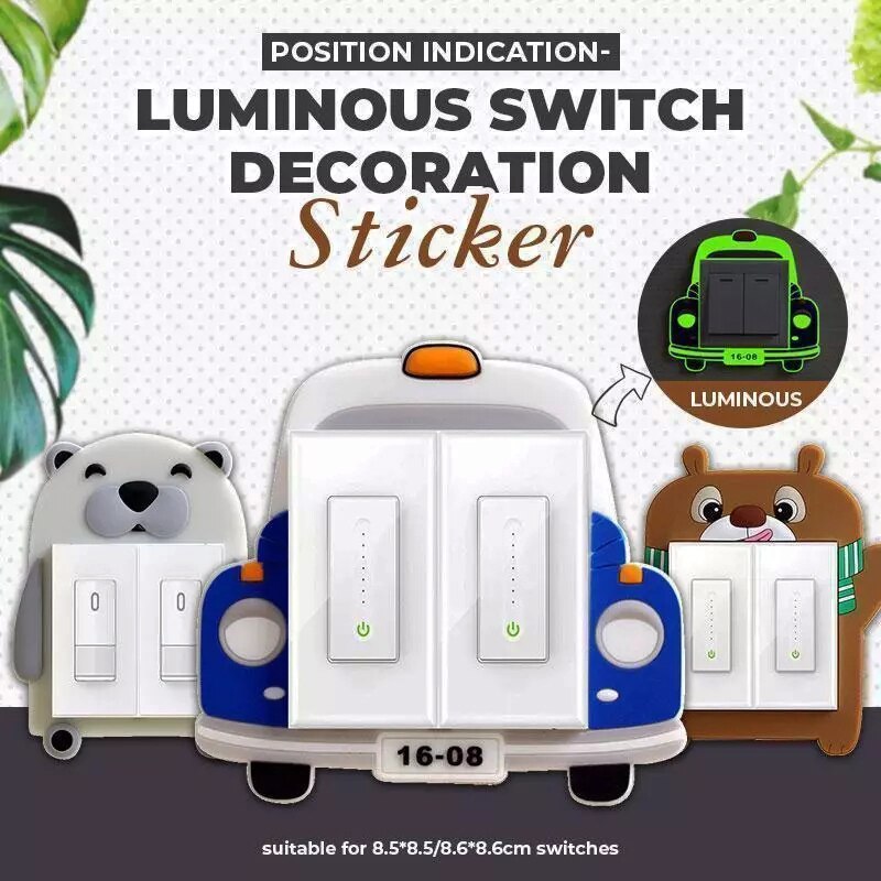 Position Indication Luminous Switch Decoration Sticker Cartoon Wall DIY Decoration Fluorescent Glow in the Dark LB88