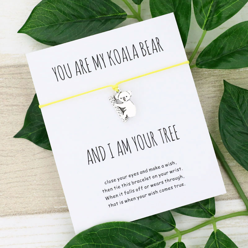 Glück Koala Wünschen Armband Nette Koala Charme Wünschen Karte Freundschaft Armbänder Koala Schmuck für Frauen Männer Beste Freund