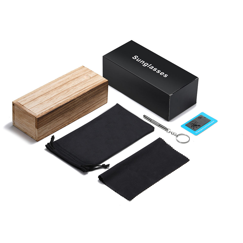 GM Sonnenbrille aus natürlichem Bambusholz, handgefertigt, polarisierte Brille, Spiegelbeschichtung, Gläser, Brillen mit Geschenkbox