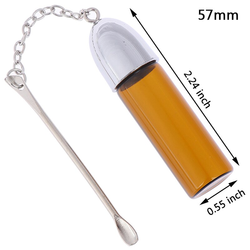 Glas Pil Doos Met Metalen Lepel Geneeskunde Opslag Container Dispenser Pil Case Clear Bruine Kleur 36 Mm/57 Mm/72 Mm