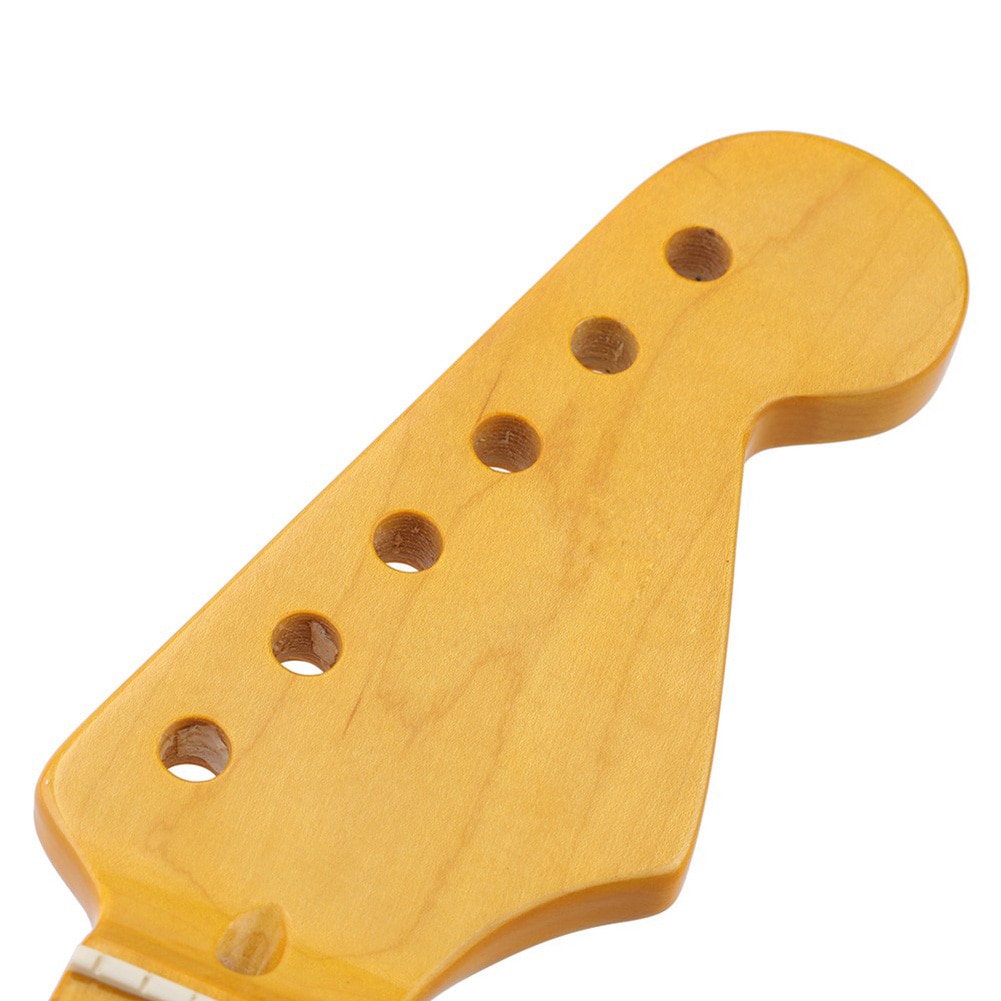 22 Fret Yellow Gloss Maple Guitar Neck Maple Fingerboard with Dot for ST FD Electric Guitar Replacement