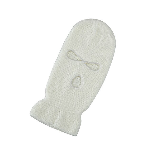 3-Hole Ski Face Mask Balaclava Embroidery Letter Tears Men and Women Winter Hats Ski Mask Warm Thermal Knitted Hat Party: white