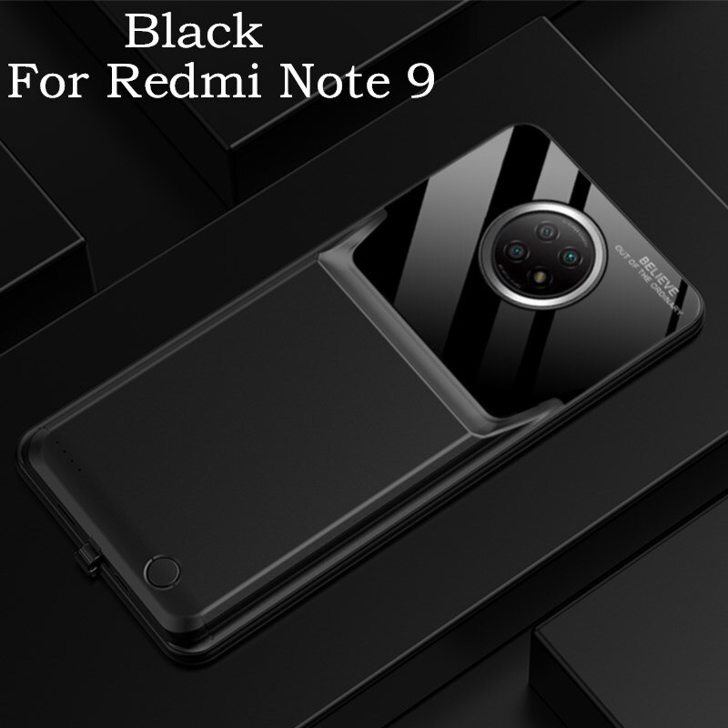 Funda de batería portátil para Xiaomi Redmi Note 9 Pro, cargador de batería, funda: Black For Note 9