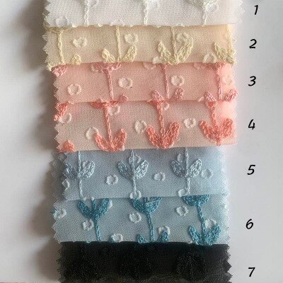 Tissu rayé de mousseline de soie de broderie de coeur à pois tissu de Polyester de fleur de coupe de Jacquard pour la robe, chemises noir, blanc, abricot: 5 Light Blue