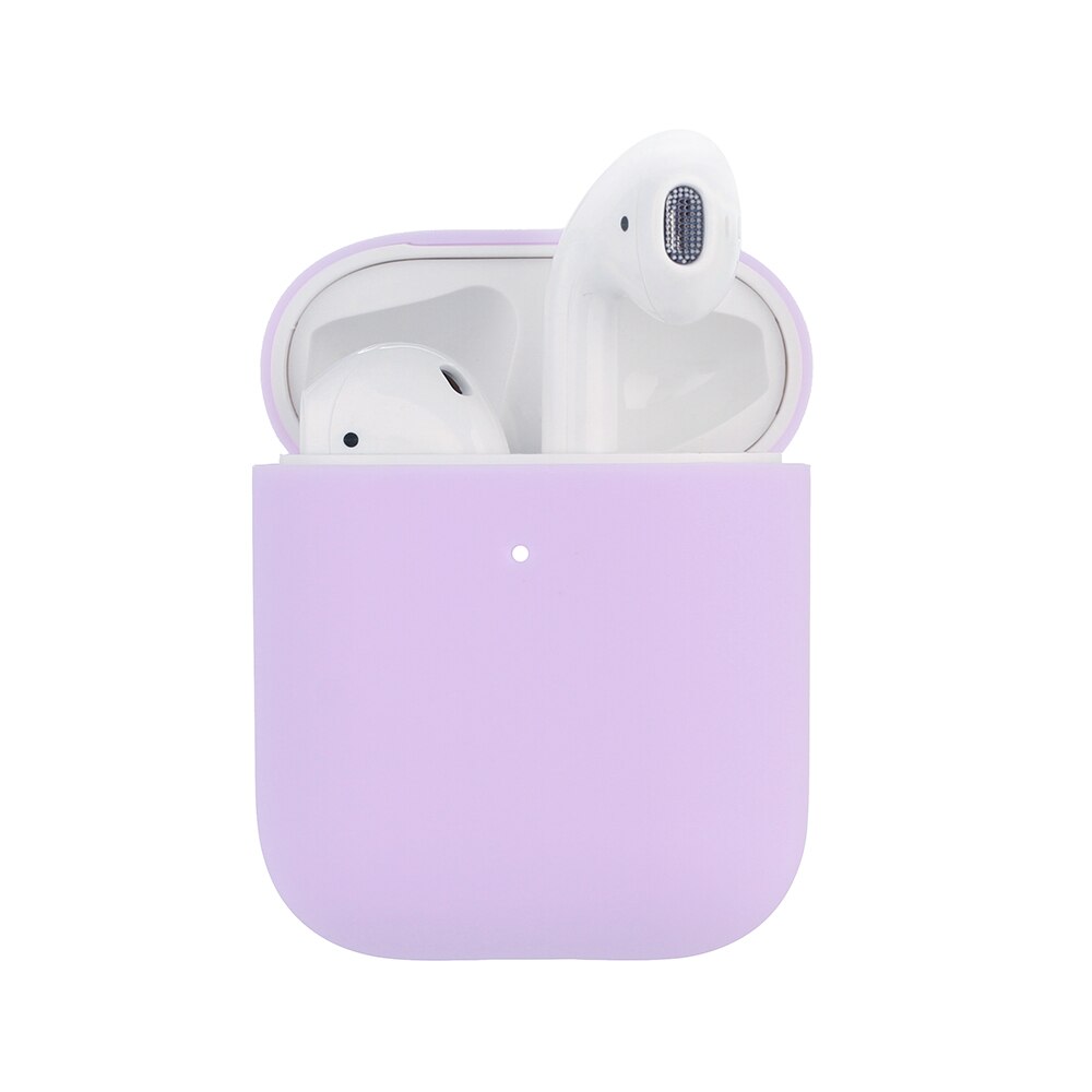 Casos de silicone macio para apple airpods 1/2 caso protetor bluetooth sem fio fone de ouvido capa para apple ar pods caixa de carregamento sacos: Lilac