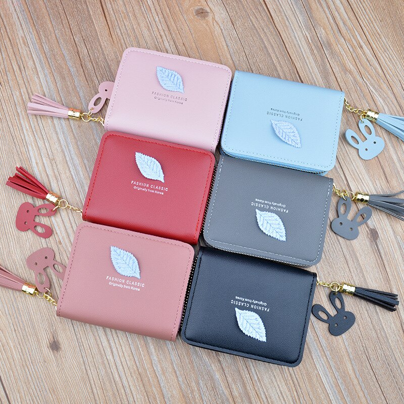 SUQI petit portefeuille dames court fermeture éclair feuille Walllet coréen école étudiant fille Mini porte-monnaie porte-carte walet pour les femmes