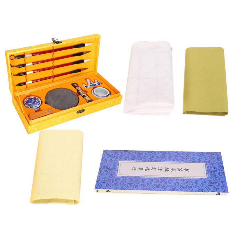Chinese Calligraphy Practice Set Inkstone Brush Pen Water-Writing Practice Copy Book for writing enthusiast Calligraphy Set