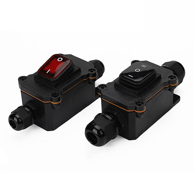 Inline Power Cord 110V-220V 12V-24V Marine Rocker Switch On Off Waterproof IP67 Junction Box 20A High Current Connector Outdoor