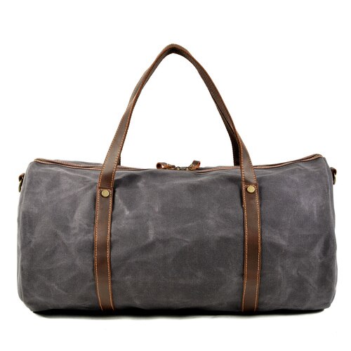 Gewaxt Canvas Handtas Mannen Grote Capaciteit Messenger Bag Tote Weekend Bag: GRAY