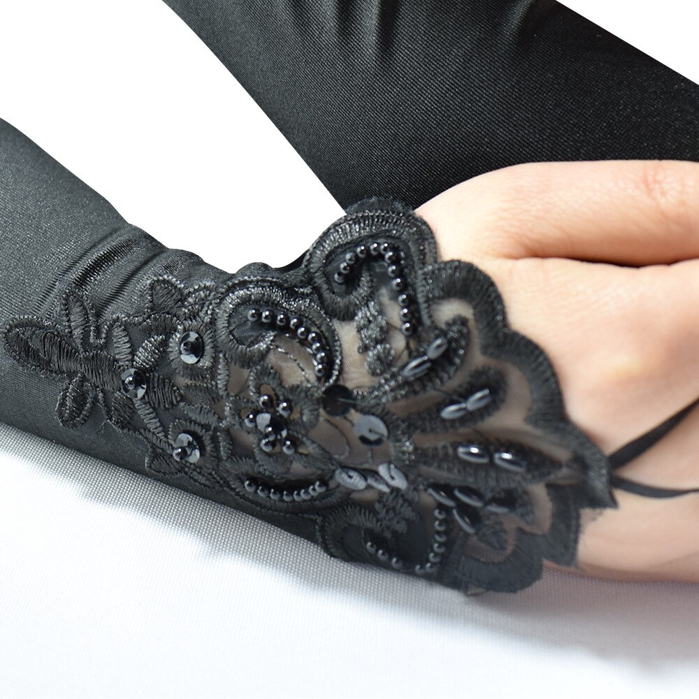 Guantes de novia largos sin dedos, para , baile, Opera, Blanco, Negro, Rojo, accesorios de boda