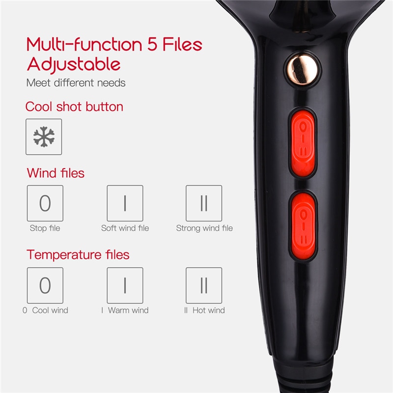 Hair Dryer 5000W Electric Blow Dryer Powerful Hydra Negative Ion Salon Strong Wind Blue Light Cold Air Blower