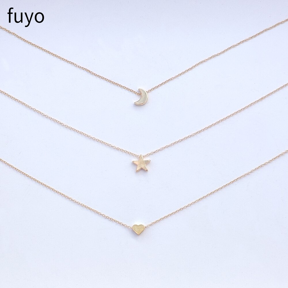 3 pièces Simple coeur lune étoile collier ras du cou bohème pendentif collier pour les femmes rond sur cou Chocker Bijoux Bijoux