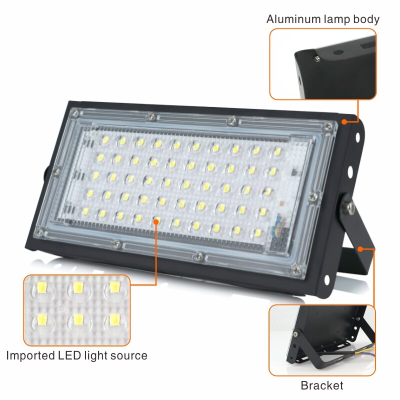 LED Flood Light AC 220V 230V 240V Perfect Power Floodlight LED street Lamp 50W Waterproof Landscape Lighting IP65 led spotlight
