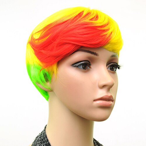 Hairjoy synteettiset hiukset muti väri otsatukka korkean lämpötilan kuitu nainen lyhyt peruukki 18 väriä saatavilla: Punainen blondi vihreä