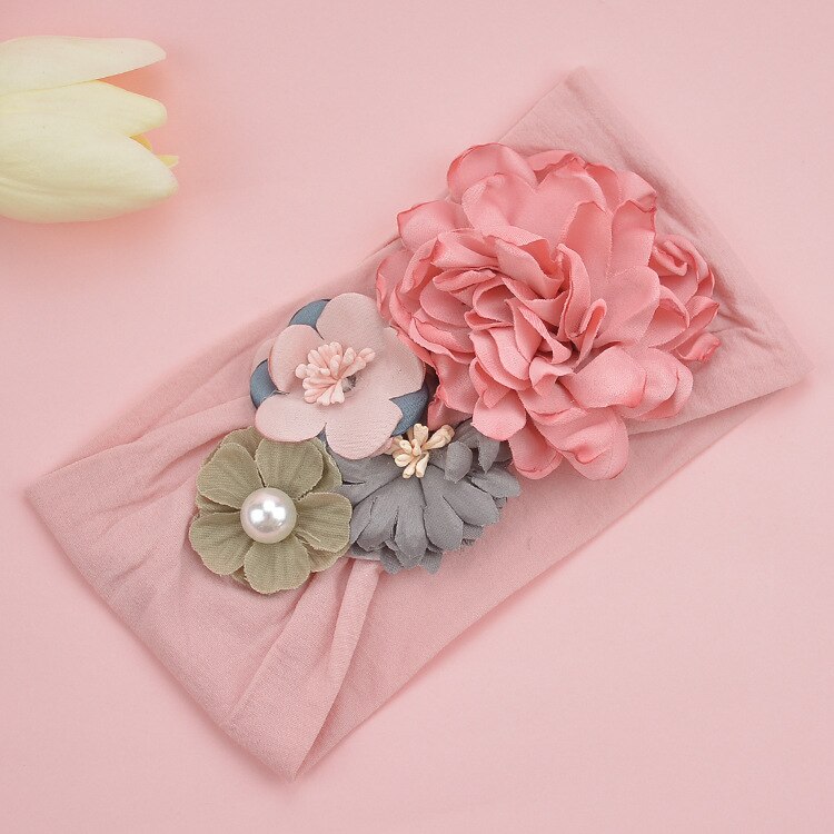 Kleinkind Mädchen Kind Baby Bogen Hairband Elastische Stirnband Nette 3D Blume strecken Turban Blume Kopf Wickeln Prinzessin Haar Zubehör: Rot