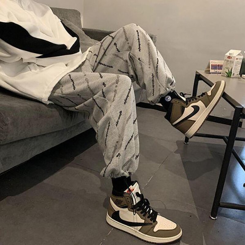 Pantalon large pour homme, Streetwear, Harajuku, décontracté, Sport, jogging, Skateboard, noir, lettre Gary, longueur cheville