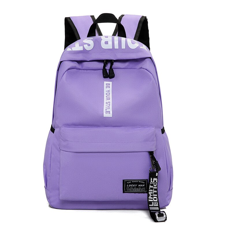 Sacs d'école tendance pour adolescentes et garçons, sac à dos en Nylon solide noir rose, grand cartable pour écoliers: VIOLET