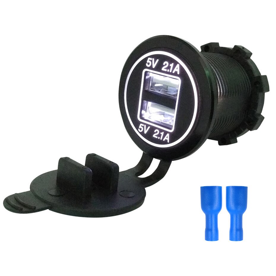 4.2A Auto Ladegerät Universal 2 Port USB Auto Ladegerät für iphone Samsung Xiaomi Auto Leichter Slot Telefon Ladegerät mit Led anzeige: White