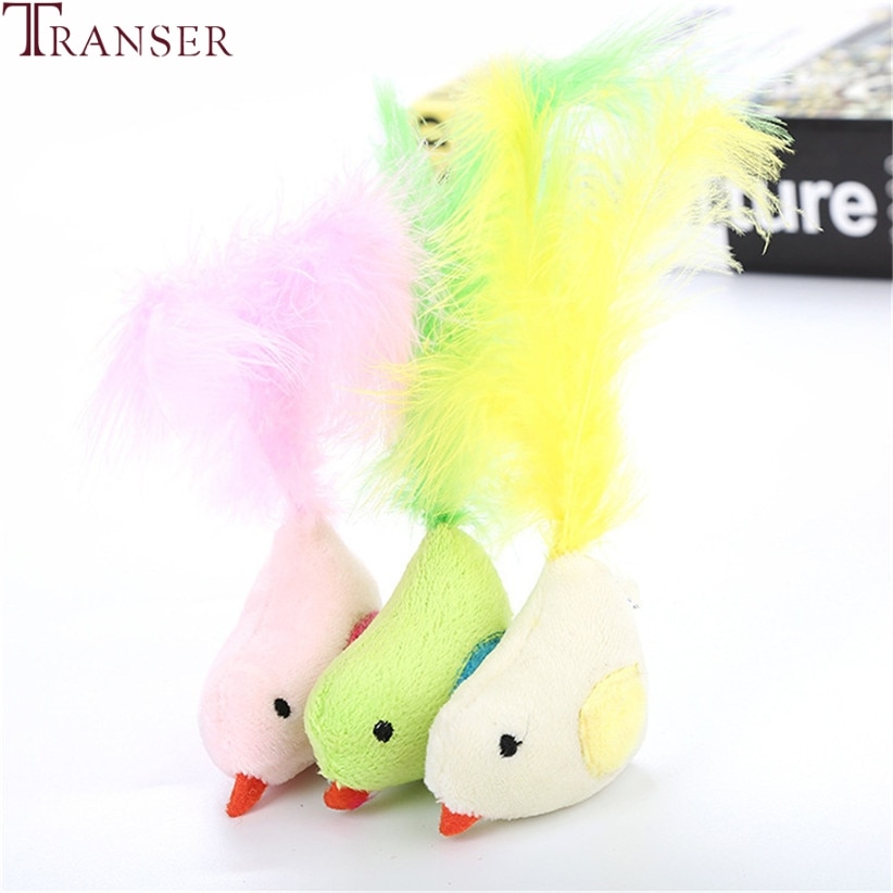 Cute Cat Toys Soft Plush Birds Feather Tail Interactive Small Dog Pet Toy 80926