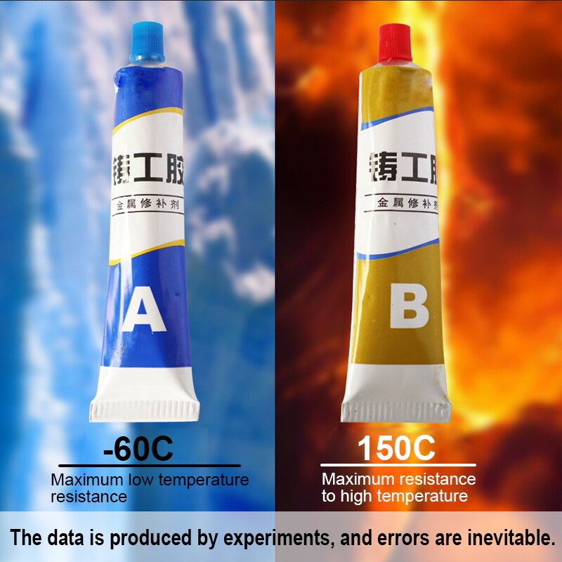 Colle pour réparation de métaux A + B 100g, Super colle pour fer à queue complète, colle dédiée à la soudure, réservoir d'eau de voiture, colle spéciale pour fuite
