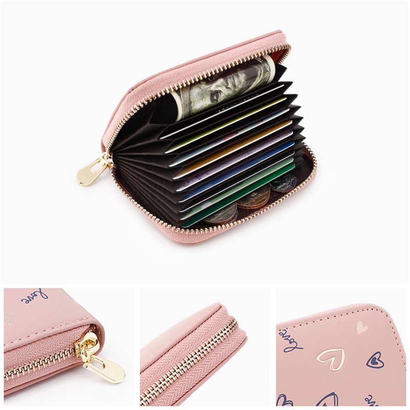 Porte-cartes en cuir PU, 9 Bits, Business rose/vert/violet/noir/bleu, fermeture éclair, porte-cartes, portefeuille porte-cartes