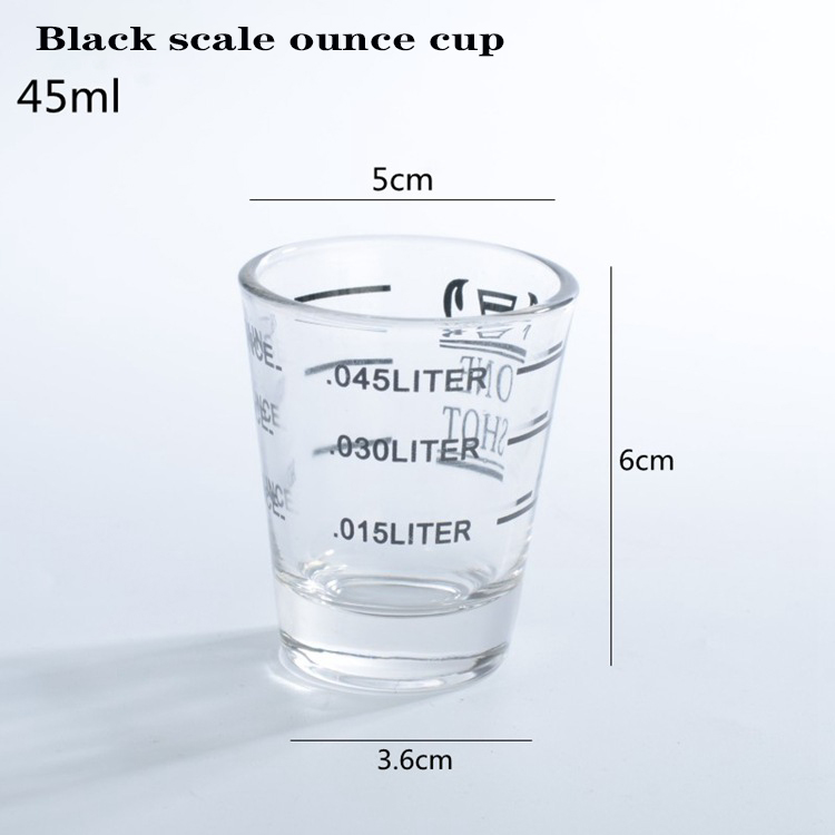 Verdikte Glas Jigger Onskop 30Ml/40Ml/60Ml Onskop Afgestudeerd Maatbeker Geconcentreerd Cup espresso Koffie Beker: Black 45ml