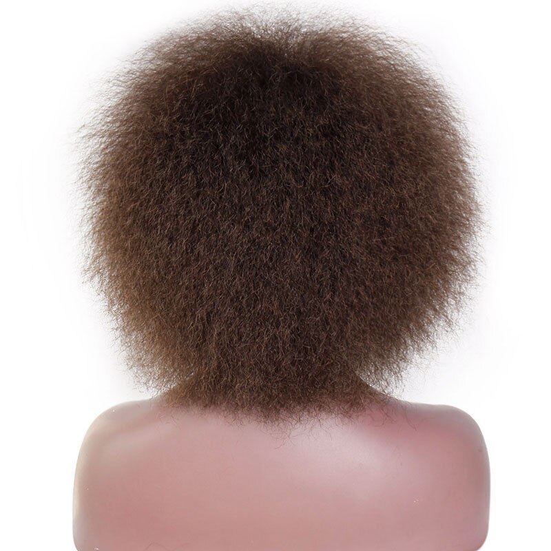ICH der eine perücke 6 Zoll Kurze Braun Schwarz afro Lockige Perücke Flauschigen Perücken Synthetische Haar für Schwarz/Weiß frauen Natürlich Aussehende: 4-30