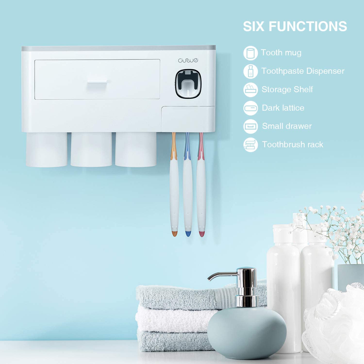 Bathroom Accessories Set Magnetic Adsorption Inverted Toothbrush Holder Automatic Toothpaste Dispenser Squeezer Storage Rack